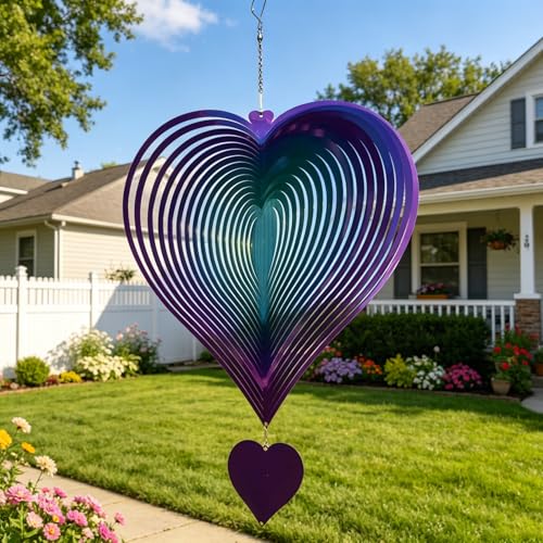 15in Large Heart Wind Spinner Garden Decor