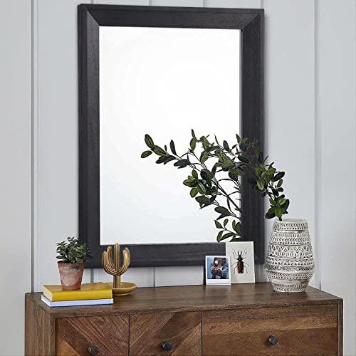 Black Mirrors for Wall Rectangle Wood Framed Large 28"x20" Decorative Wall Mirror for Bedroom Bathroom Living Room Dressing Room Entryway