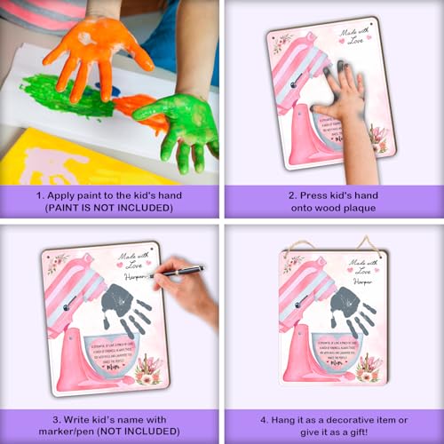 DIY Mothers Day Handprint Baking Mixer Craft Shape Hanging Sign for Mom Baking