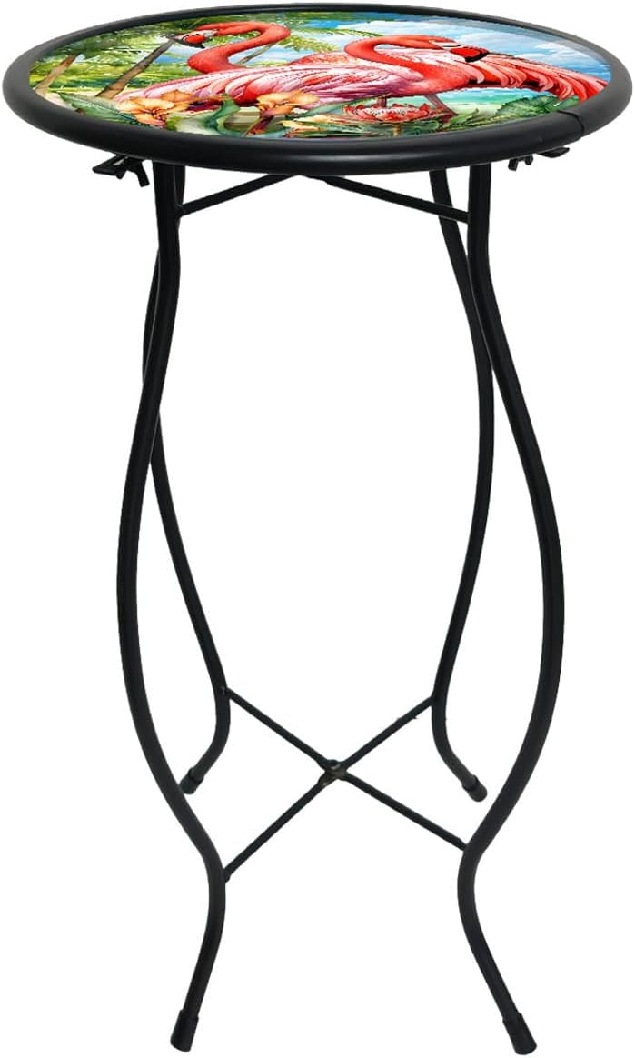 Briarwood Lane Flamingo Pair Cast Iron/Glass Plant Stand