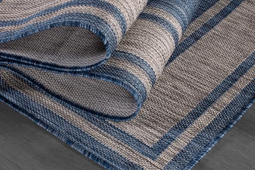 Outdoor Rug 6x9 Modern Bordered Area Rugs for Indoor and Outdoor Patio Deck Porch Garden Waterproof Weather Sun Resistant Washable Outside Carpet (58.5 Sq Ft)