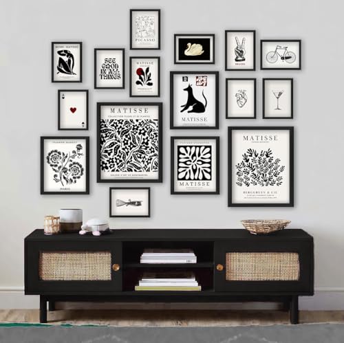 16 PCS Framed Black and White Wall Art Decor (16 Count)