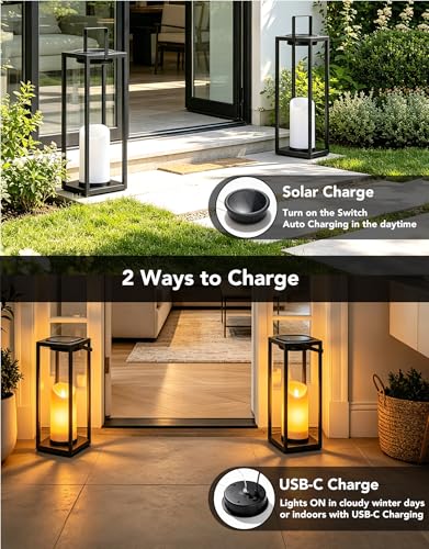 Solar Lanterns Outdoor Waterproof 2 Pack (2 Count)