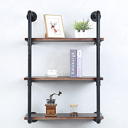 Industrial Pipe Shelves With Wood Planks