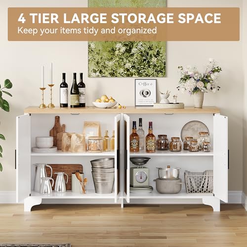 Natural Rattan Storage Cabinet with Shelves