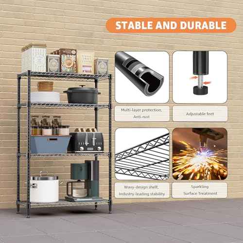 1400 lbs 4 Tier Storage Rack Metal Wire Shelving Unit (4 Count)