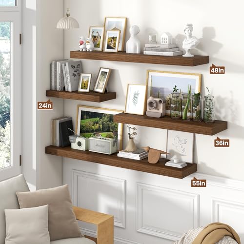 Floating Shelves 23.6" W x 10.3" D Walnut Set of 2 (2 Count)