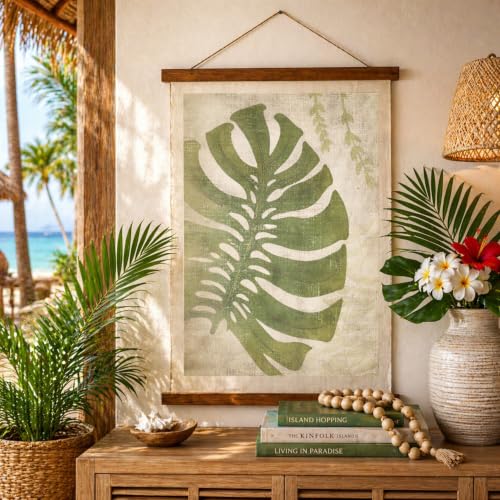 Botanical Monstera Leaf Canvas Wall Tapestry
