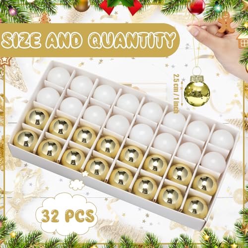 32 Pcs 1'' Mini Glass Christmas Ornament (32 Count)
