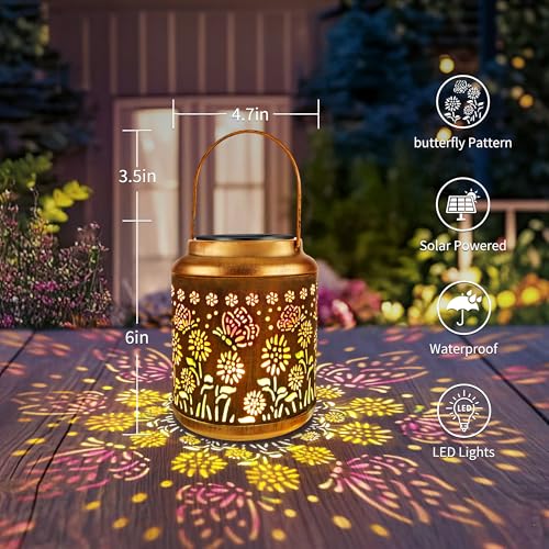 Butterfly Solar Lantern Lights with Colorful Projection (2 Count)