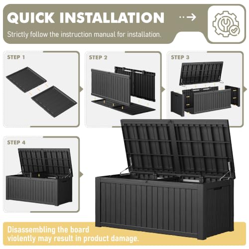 230 Gallon Outdoor Storage Box Waterproof Deck Box for Patio