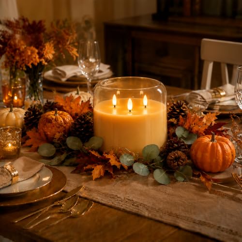 Amber Large Glass Flameless LED Candle