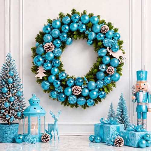 24ct Blue Christmas Ball Ornaments for Tree Decorations (24 Count)