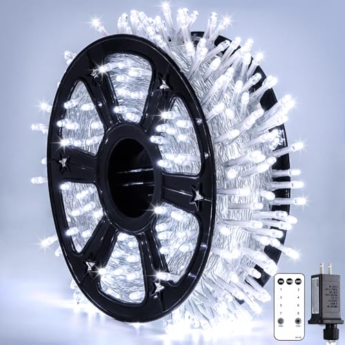 Clear Wire 720LED 230 FT White Christmas Lights with 8 Modes (230 Foot)