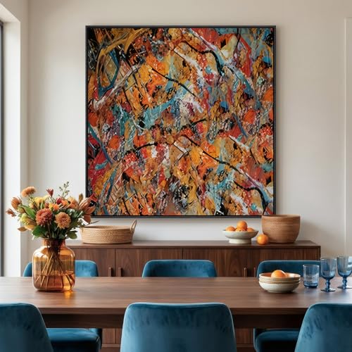 Large Framed Colorful Abstract Wall Art