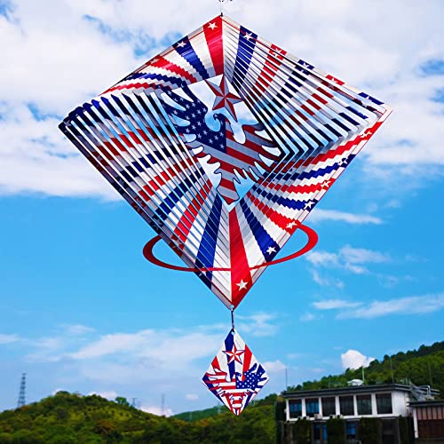 13.5in American Eagle Flag Patriotic Wind Spinner Gifts for Men Dad