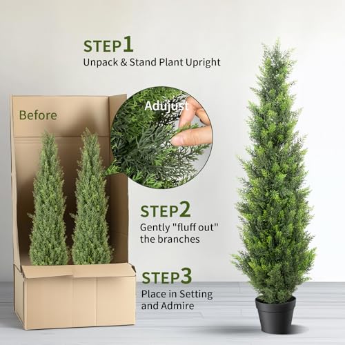 4FT Artificial Cedar Topiary Trees 2 Set (2 Count)