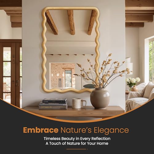 Wavy Wood Bathroom Vanity Mirror