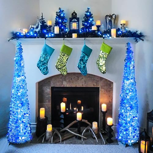 91.5ft Connectable 250 LED Blue Christmas String Lights Indoor (91.5 Feet)