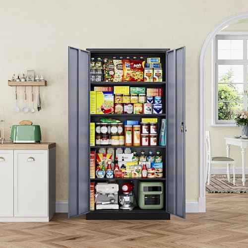 Metal Garage Storage Cabinets with Lock Door and Adjustable Shelves