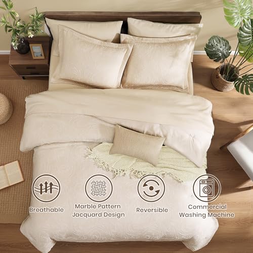 King Size Comforter Set 7 Pieces Birch Marble Bed in a Bag