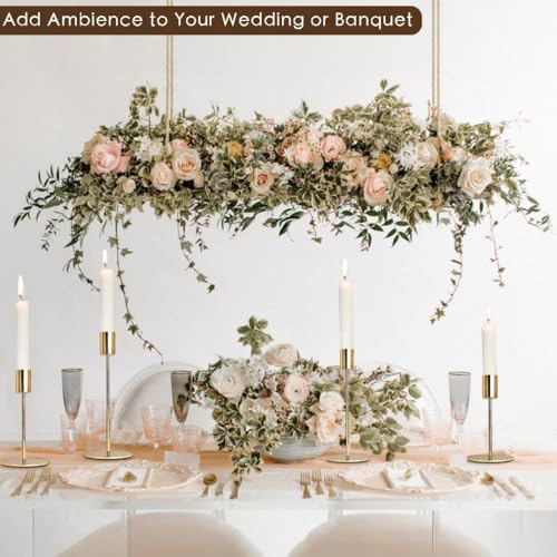Gold Candlestick Holders Bulk for Taper Candles Decorative Metal Candelabra Candle Holders Fit 0.8 Inch Diameter Candles Gold Taper Candle Stands for Wedding Home Party Table Decor (27 Count)