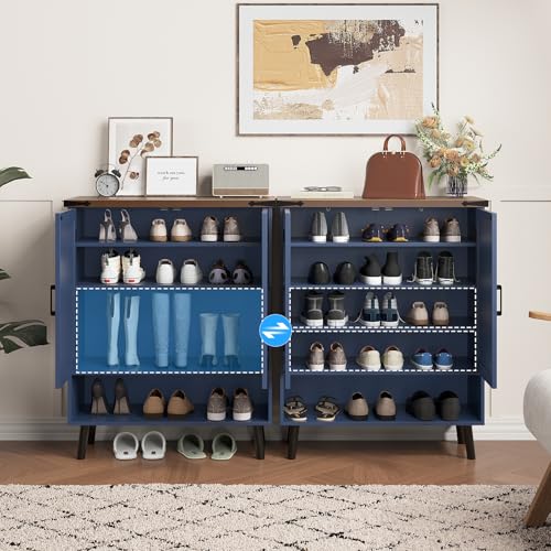 34" Tall Farmhouse Shoe Storage Cabinet with Doors