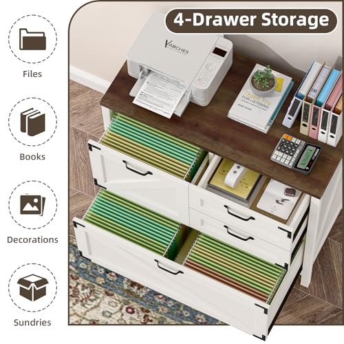 Lateral File Cabinet with 4 Drawers for Home Office
