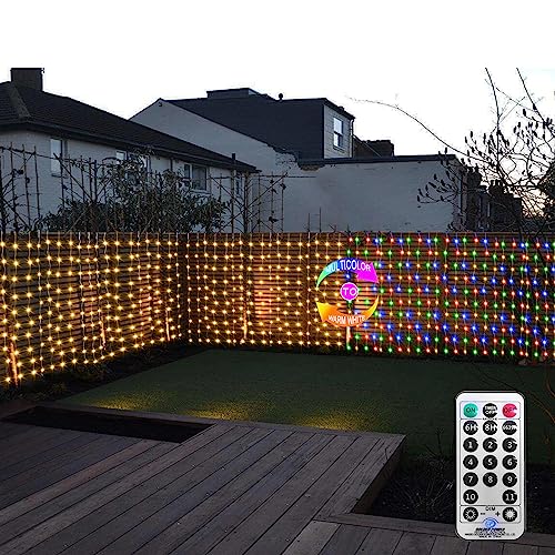 20Ftx3Ft Curtain Lights Outdoor LED Fence Lights with Remote Timer (300 Count)