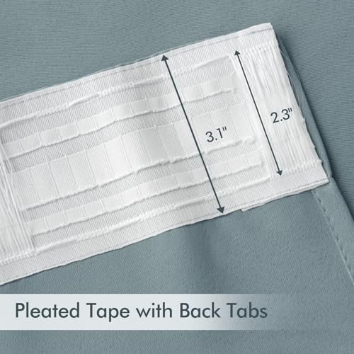 Slate Blue Back Tab Blackout Curtains 52x90 Inch Long 2 Panels Set (2 Count)