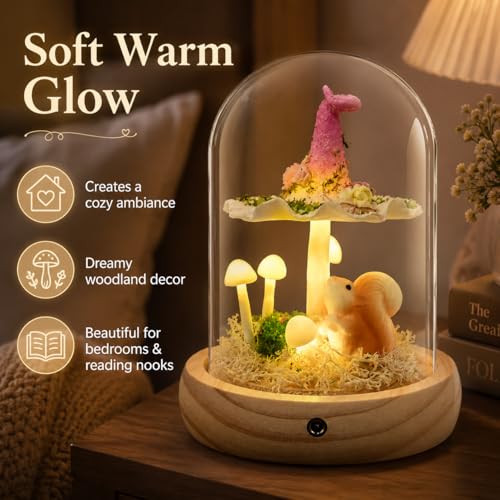 Mushroom Lamp in Glass Dome