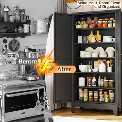 75" Metal Kitchen Pantry Cabinet
