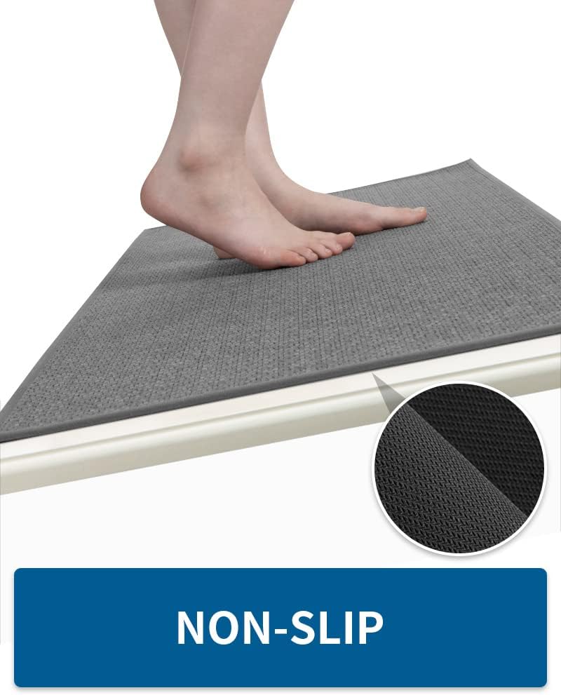 Kitchen Rugs and Mats Non Skid Washable, Absorbent Runner Rugs for Kitchen, Front of Sink, Kitchen Mats for Floor (Dark Grey, 20"x70")