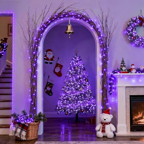 8 Modes 163 FT 500 LED Purple Halloween Lights with Remote (163 Foot)