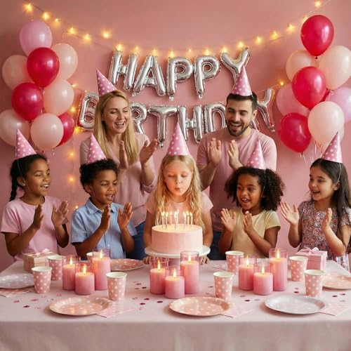 Pink Glass Flameless Candles (3 Count)