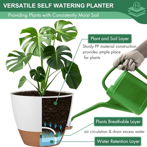 5 Pack Self Watering Flower Pots for Indoor Plants (5 Count)