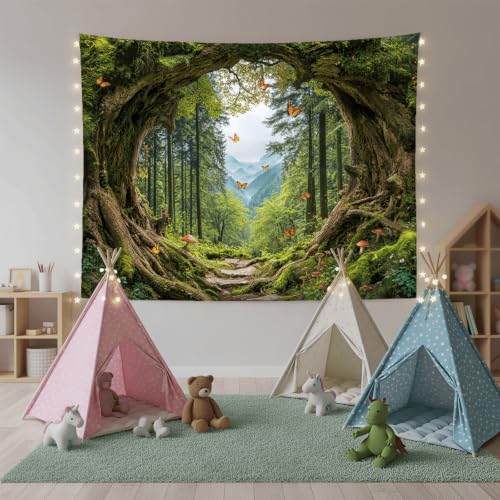 Green Nature Forest Tapestry 48x36 Inch
