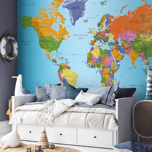 Wall Mural World Map 138x101 in (96.44 Sq Ft)
