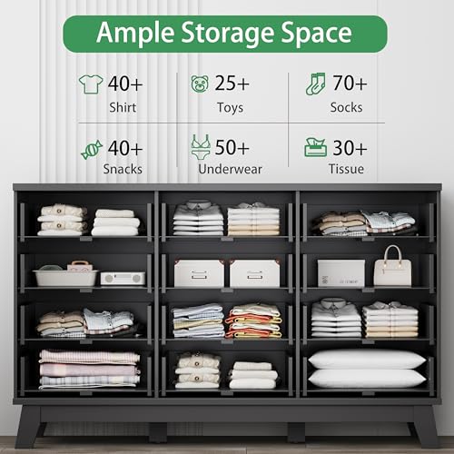 Fluted Dresser for Bedroom with 12 Drawers