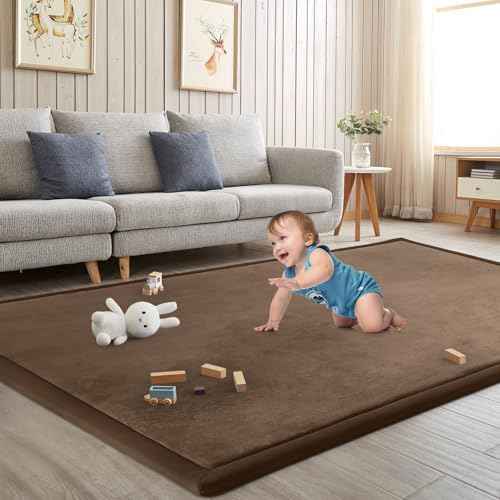 Baby Play Mat for Floor Nursery Rug Muscle Mat Area Rug Playroom Rug 59"x59" Playpen Mat Elastic Foam 1.3" Thick Crawling Mat for Babies