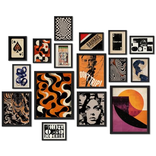16 PCS Framed Retro 70s Wall Art Decor (16 Count)