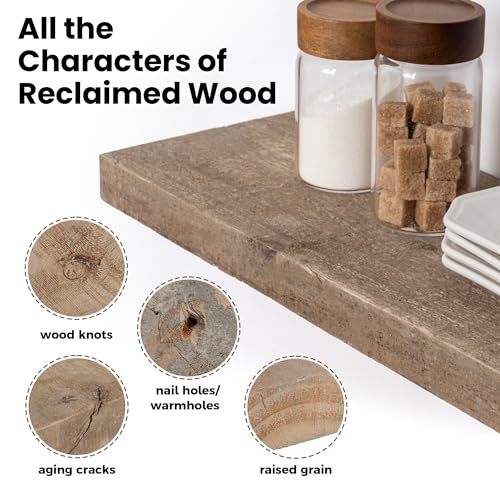44 Inch Long Solid Wood Floating Shelves for Wall