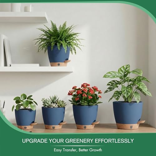 5 Pack Reservoir & Drainage Plastic Flower Pots (5 Count)