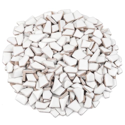 454g Irregular Shape White Ceramic Mosaic Tiles for DIY Crafts Bulk