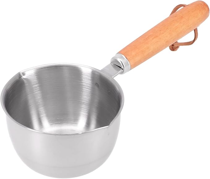 1Pc Stainless Steel Hot Oil Pan Hot Sauce Small Pot Cooking Butter Melting Pot, For Brewing Coffee, Warming Gravy, Melting Butter Or Chocolate, Heating Sauces, Silver(150ml)