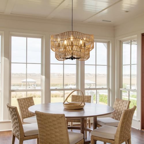 19.68" Large Rattan Chandelier