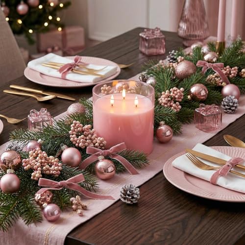 Pink Large Glass Flameless LED Candle