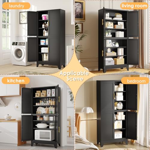 75" Tall Metal Kitchen Pantry Storage Cabinet