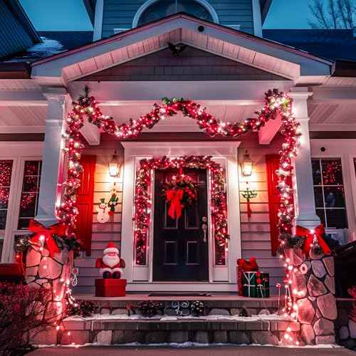 163ft 500 LED Red and White Christmas Lights Plug in with 8 Modes (163 Foot)