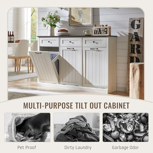 Triple Tilt Out Laundry Hamper Cabinet